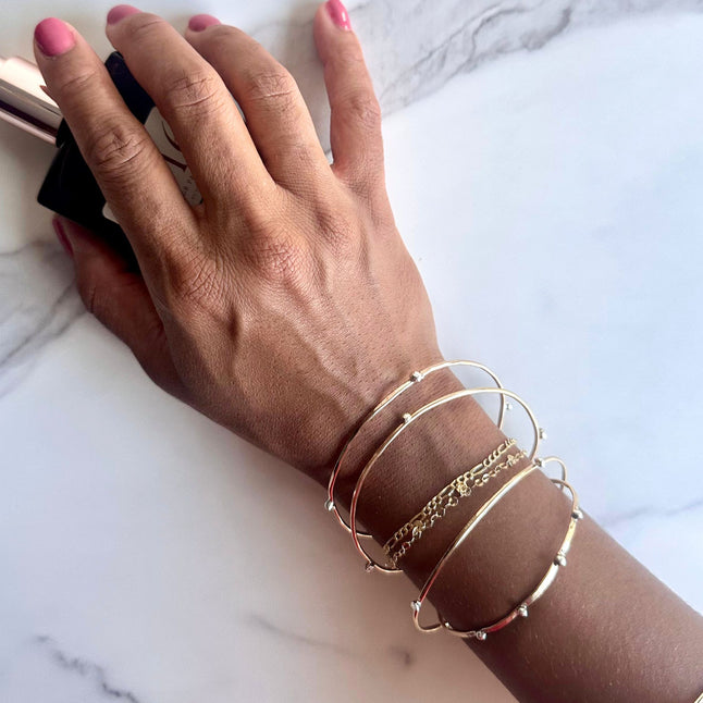 14kt Gold-Filled Bangle Bracelet with Argentium Silver Beads