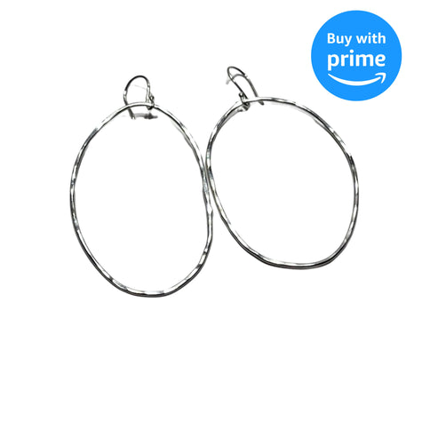 Organic Silver Hoop Earrings - XLarge Size - Nickel Free
