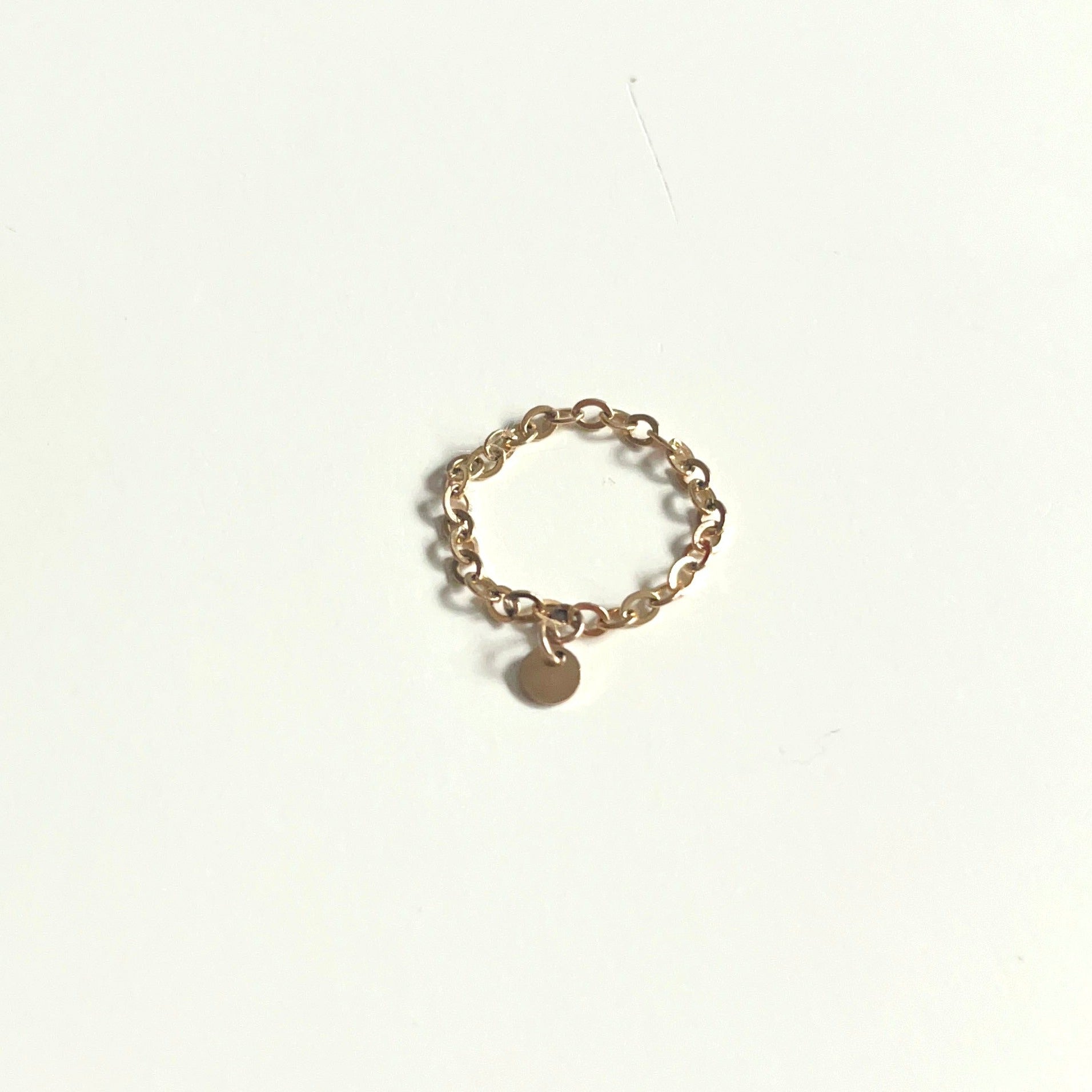 14kt Gold-Filled Chain Ring with Mini Gold Disc Pendant