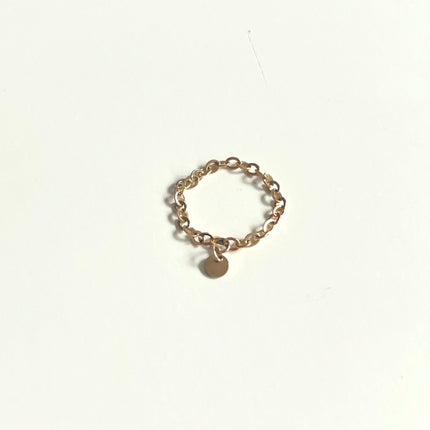 14kt Gold-Filled Chain Ring with Mini Gold Disc Pendant
