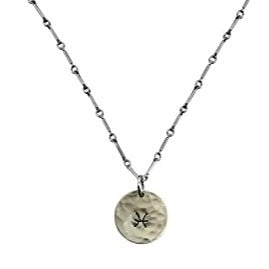 Pisces Zodiac Argentium Silver Necklace Straight Bar and Link Chain | Nickel Free