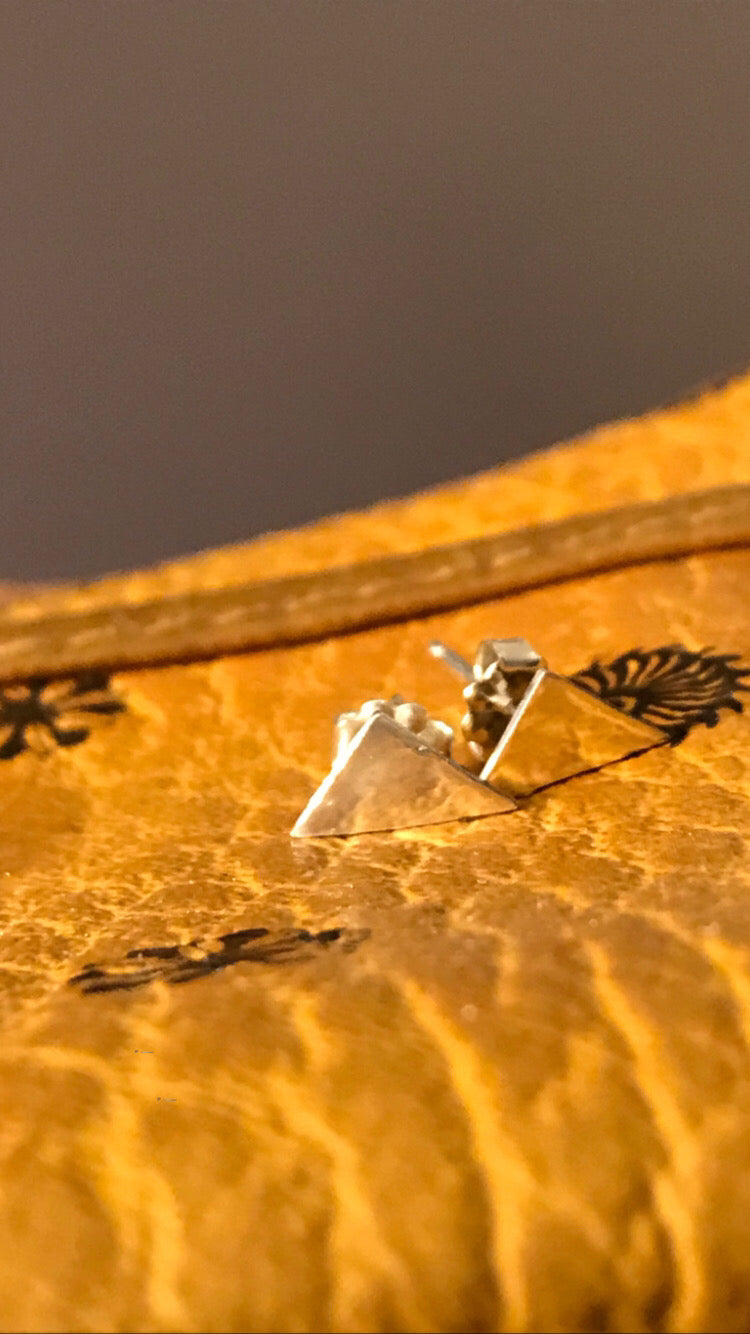 Rikkia - Triangle Argentium Silver Geometric Stud Earrings - Climber Post Earrings - The Pink Locket