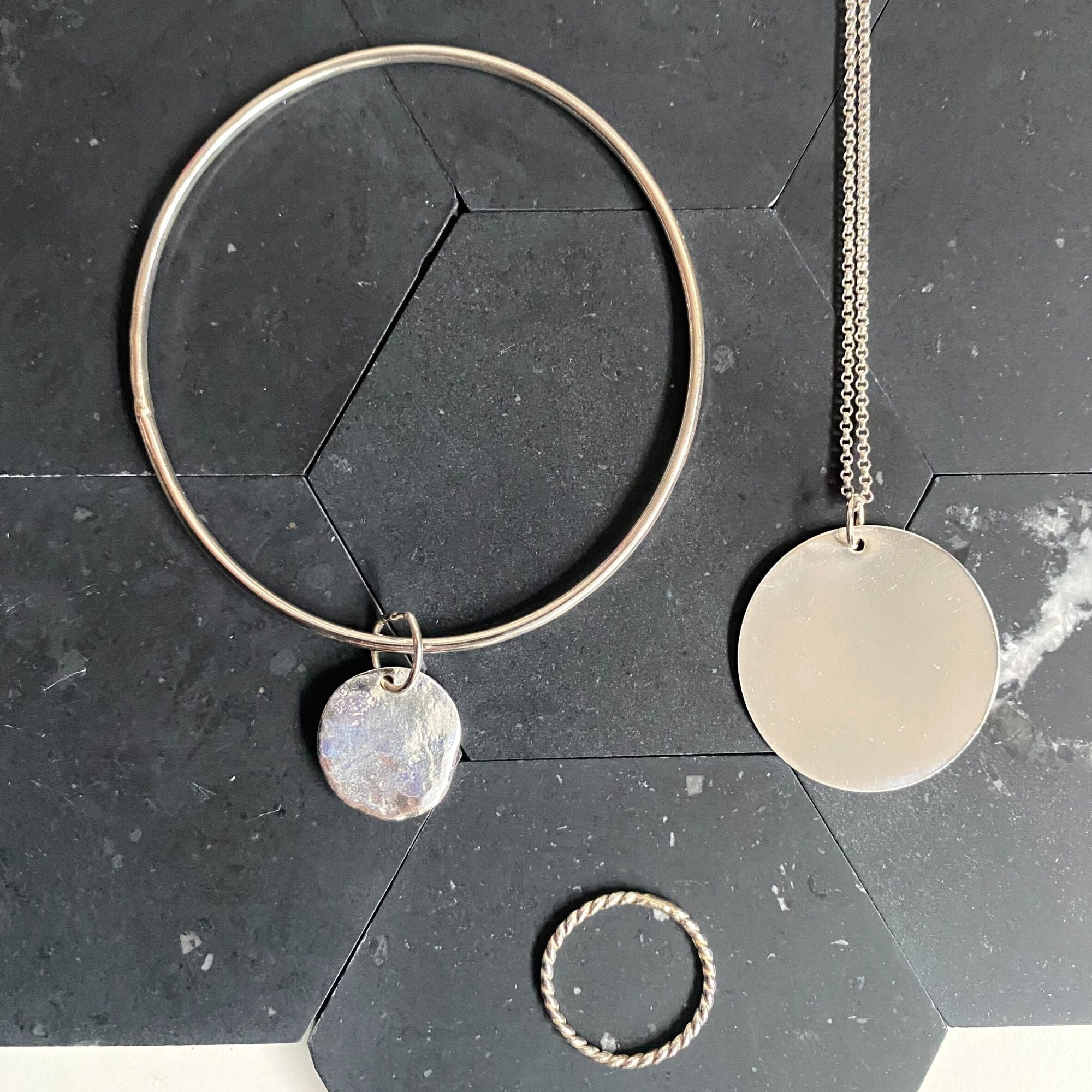 Silver Disc Necklace - Argentium Silver - Nickel Free