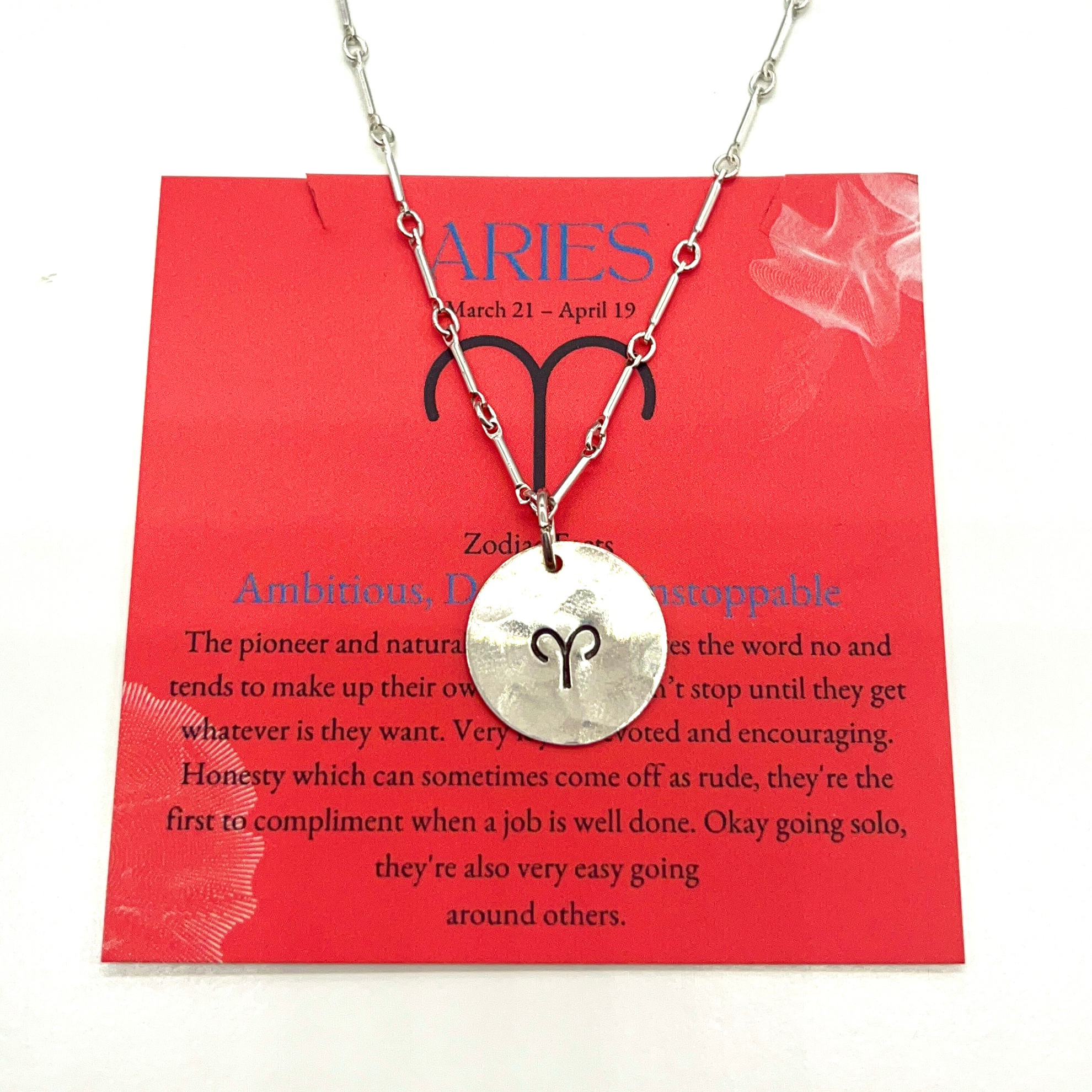 Aries Zodiac Argentium Silver Necklace Straight Bar and Link Chain | Nickel Free