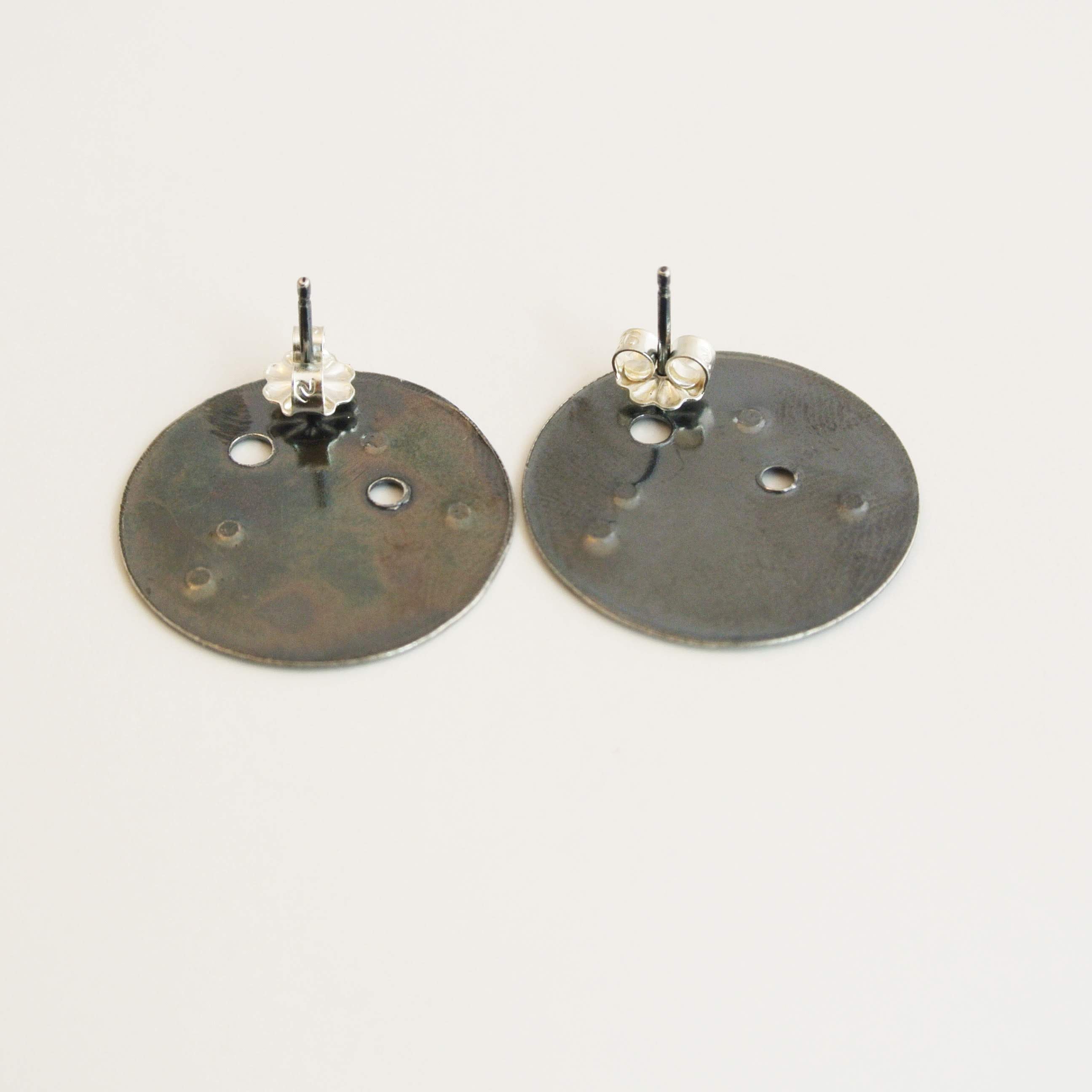 Aries Zodiac Constellation Argentium Silver Disc Earrings - Nickel Free