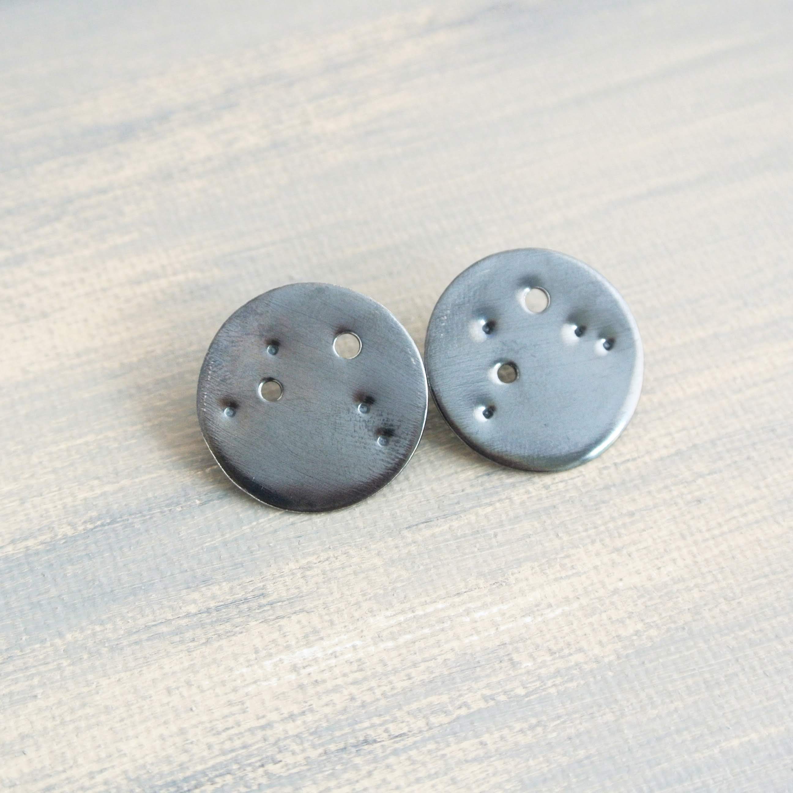 Aries Zodiac Constellation Sterling Silver Disc Earrings