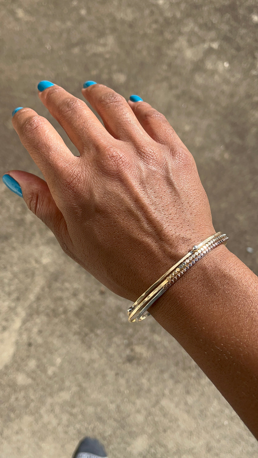 14kt Rose Gold-Filled Beaded Bangle Bracelet - Argentium Silver - Nickel Free - The Pink Locket