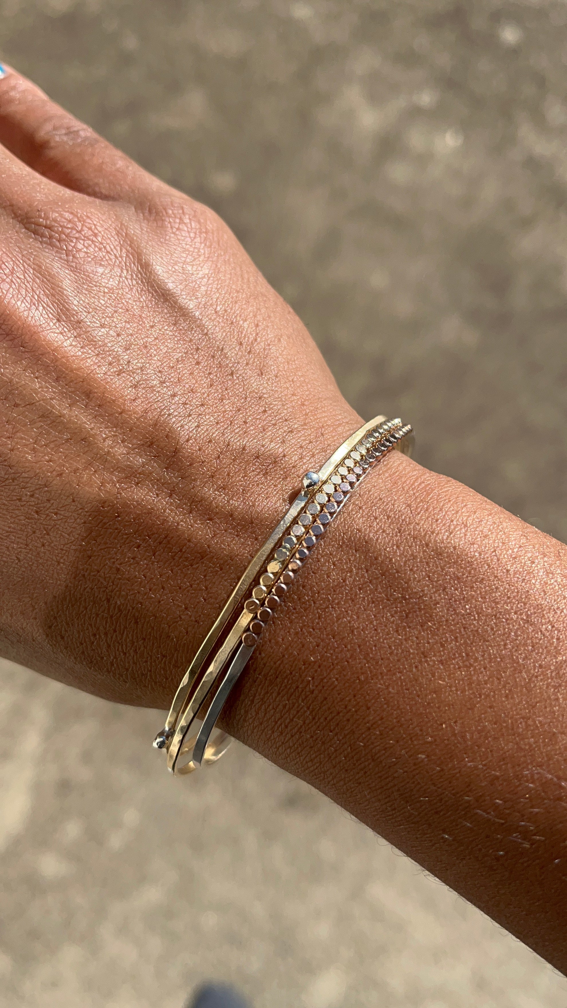 14kt Gold-Filled Bangle with Argentium Silver Beads