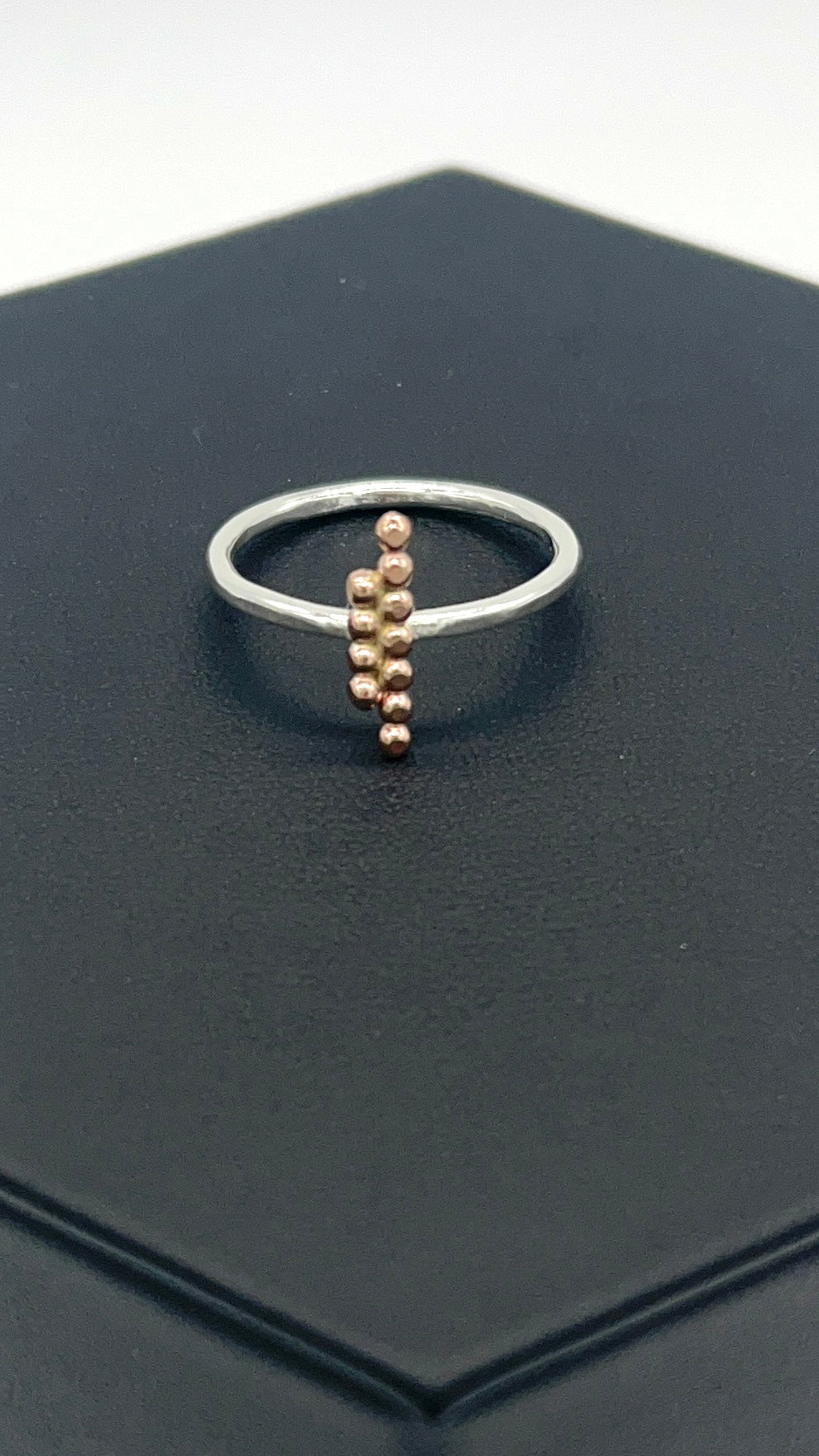 Beaded Bar 14kt Rose Gold-Filled Stacking Argentium Silver Ring