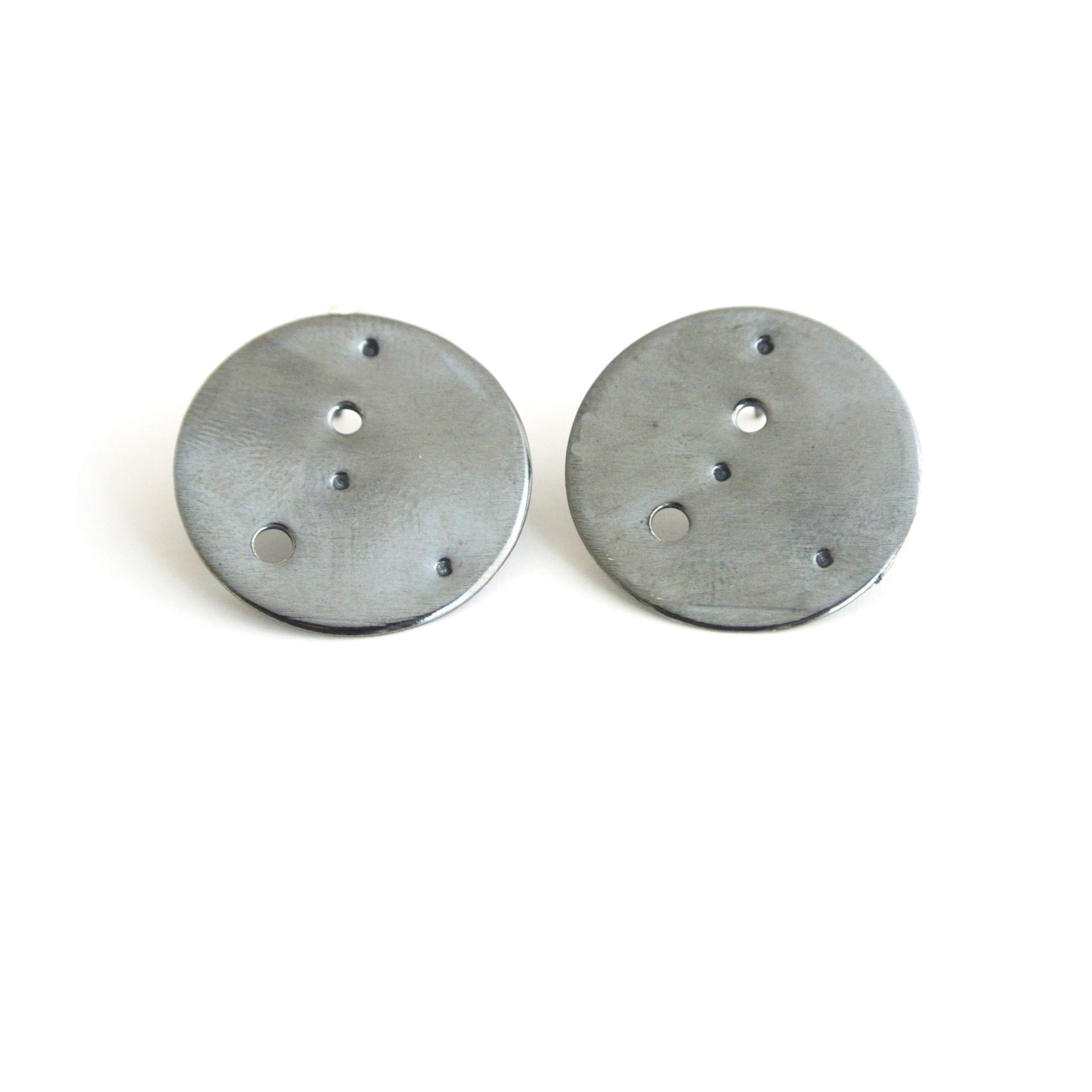 Cancer Zodiac Constellation Sterling Silver Disc Earrings