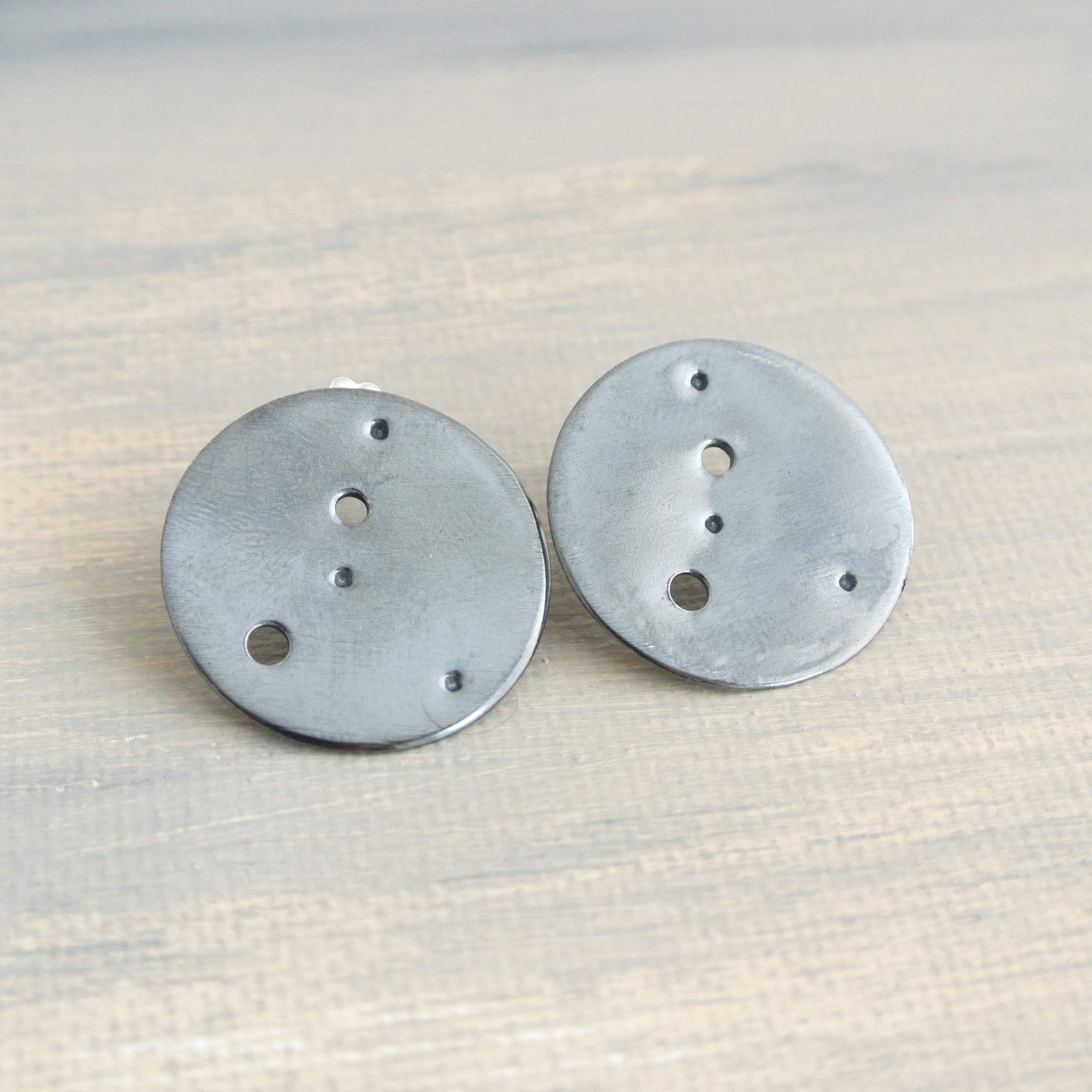 Cancer Zodiac Constellation Sterling Silver Disc Earrings