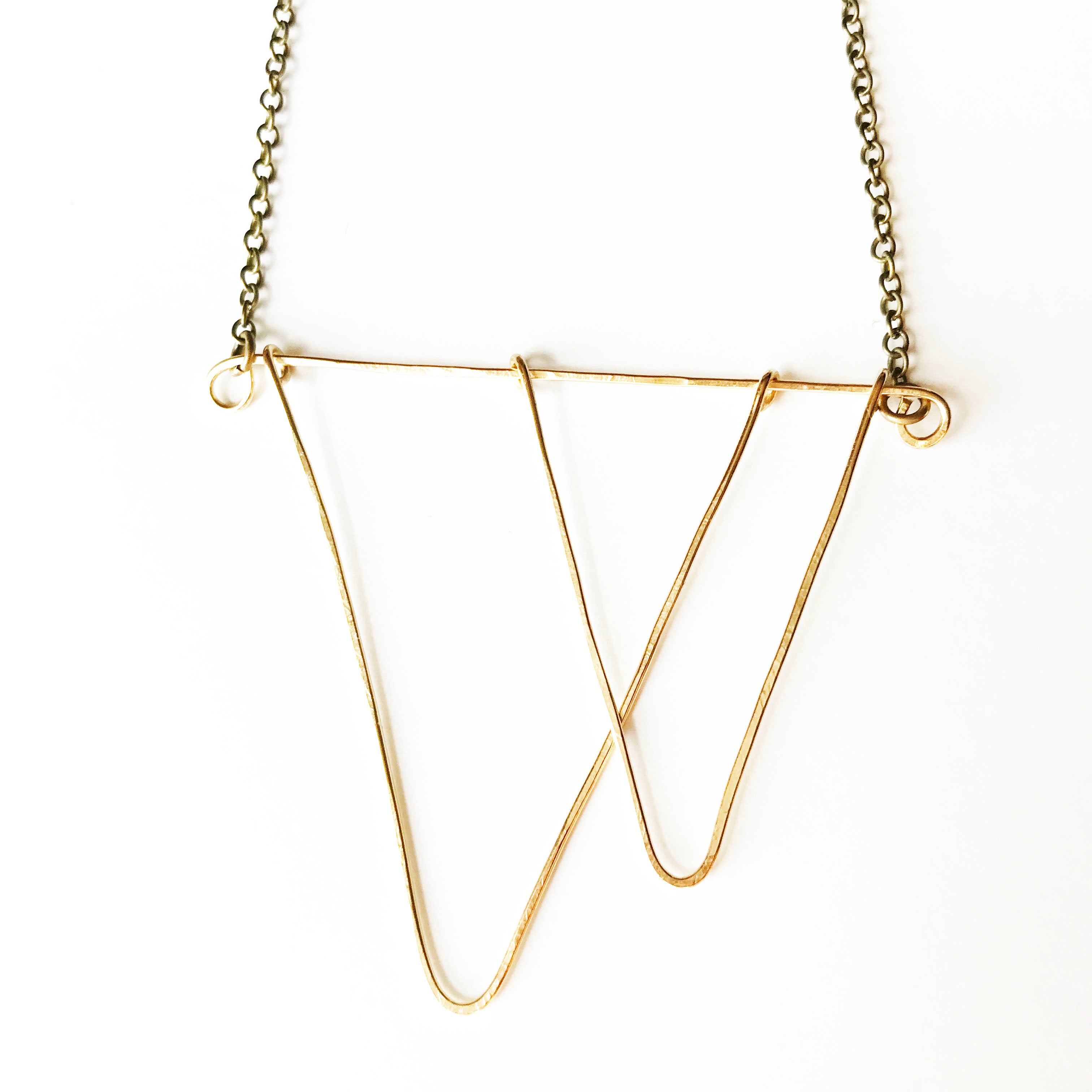 Dancing Necklace - Open Triangle Geometric Gold Statement Necklace - The Pink Locket