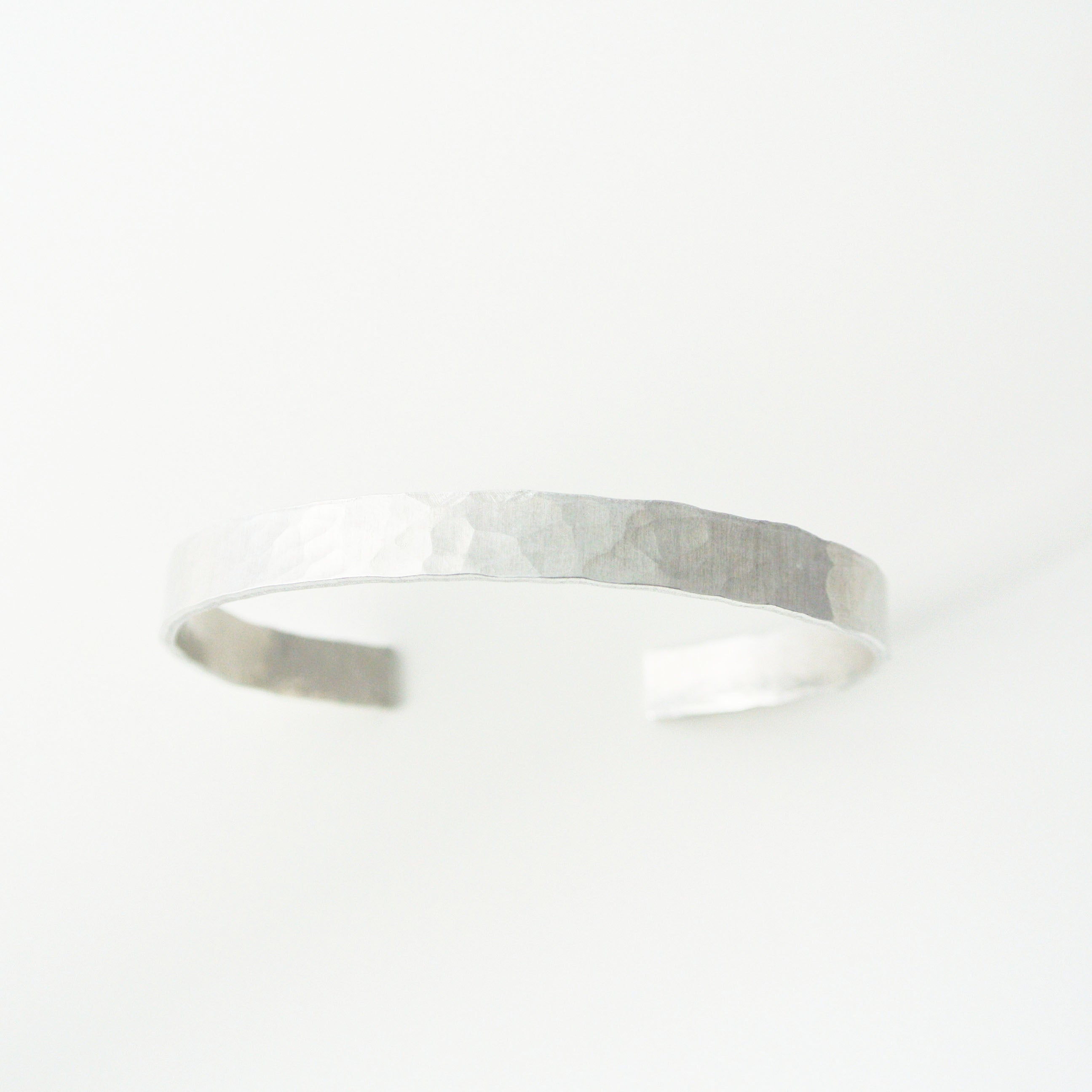 Downtown - Silver Hammered Cuff Bracelet for Men - The Pink Locket
