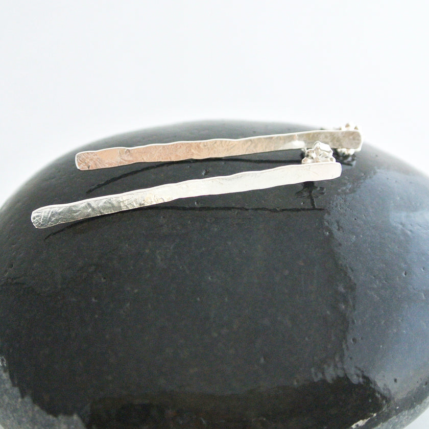 Erika - Match Stick Sterling Silver Dangle Stud Earrings