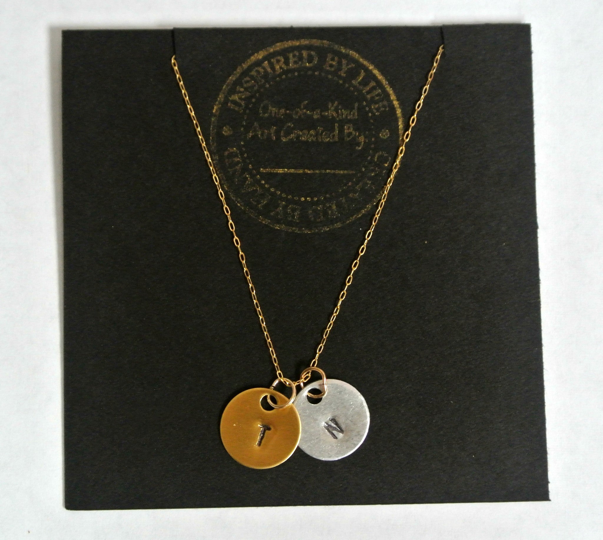 Hand Stamped Personalized 14kt Gold Filled Initial Pendant Necklace