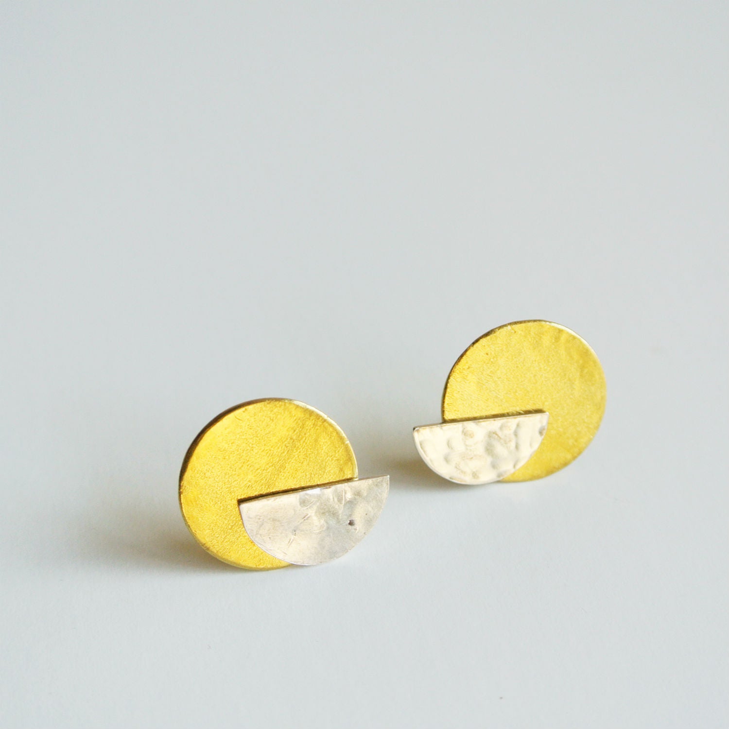 Jewelry Bundle - Argentium Silver Stud Earrings - Ear Jacket Earrings - Mixed Metal Earrings - Copper - Brass - The Pink Locket
