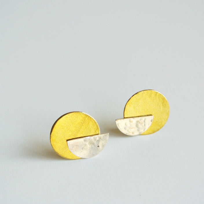 Jewelry Bundle - Argentium Silver Stud Earrings - Ear Jacket Earrings - Mixed Metal Earrings - Copper - Brass - The Pink Locket