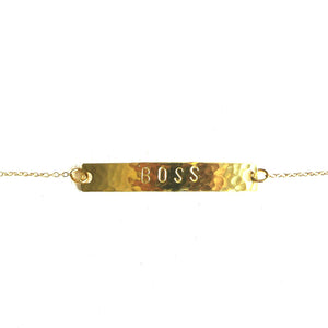 Hand Stamped Gold Bar Personalized Bracelet - The Pink Locket