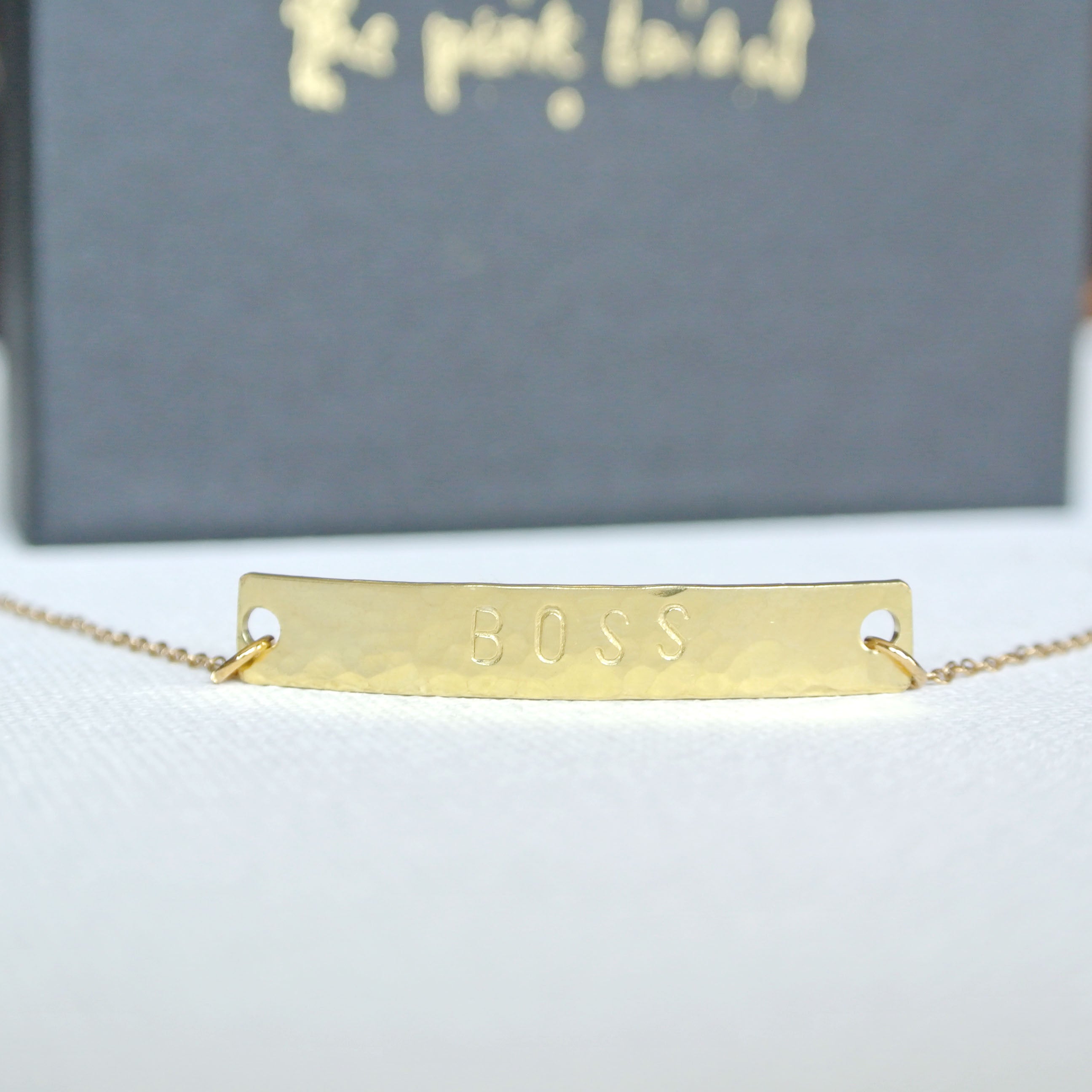 Hand Stamped Gold Bar Personalized Bracelet - The Pink Locket