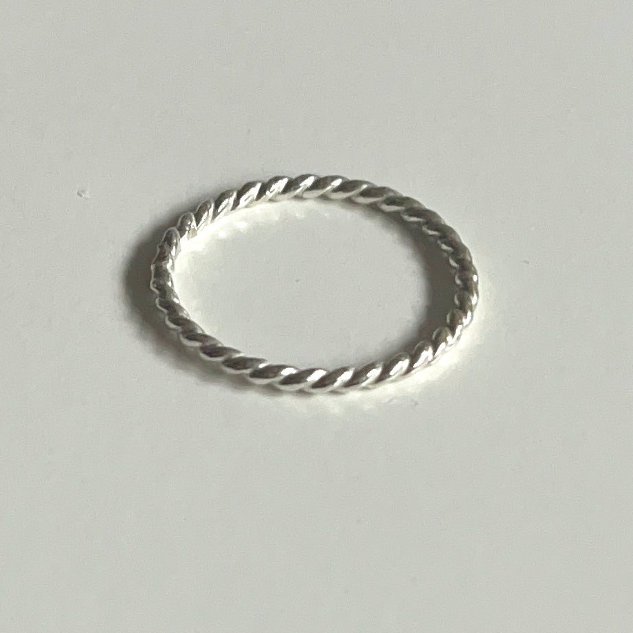 Geometric Argentium Silver Twisted Band Ring | Nickel Free