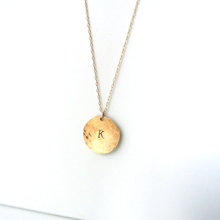Hand Stamped Personalized 14kt Gold Filled Initial Pendant Necklace