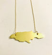 Jamaica Island Plate Necklace - Brass Pendant - 14kt Gold-Filled Chain 18