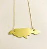 Jamaica Island Plate Necklace - Brass Pendant - 14kt Gold-Filled Chain 18