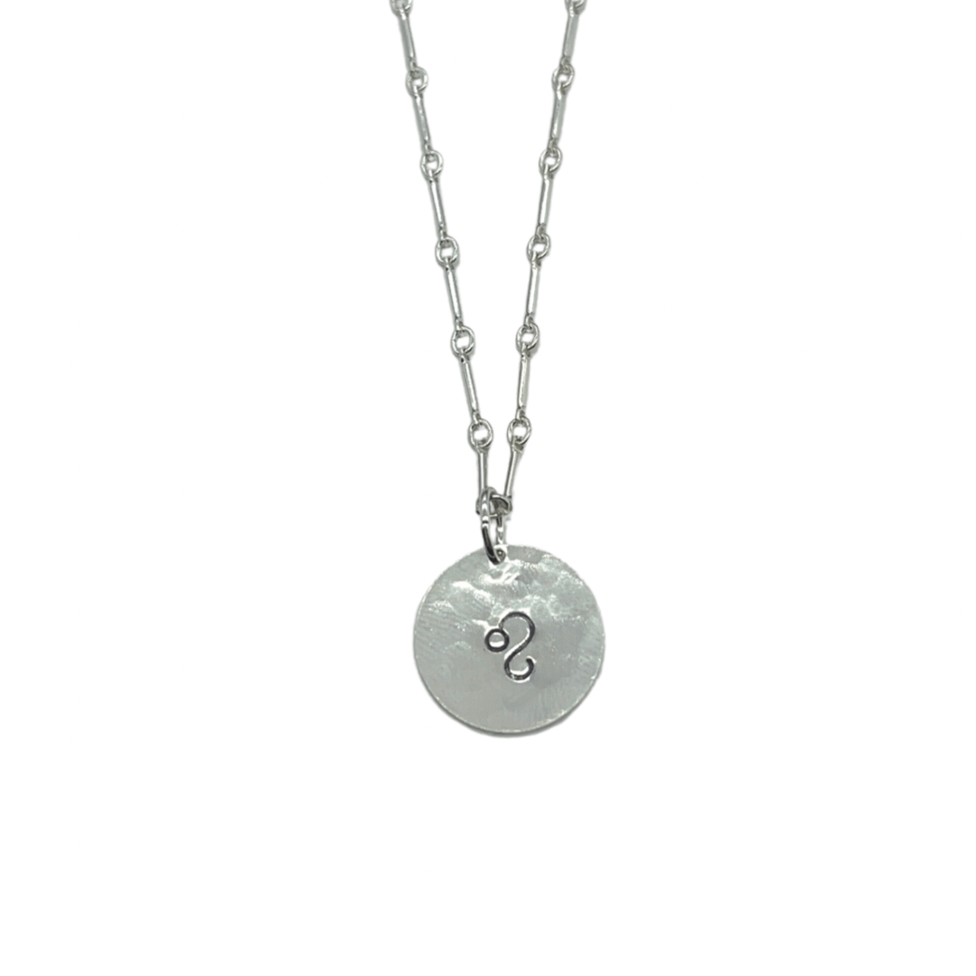 Leo Zodiac Argentium Silver Necklace Straight Bar and Link Chain | Nickel Free