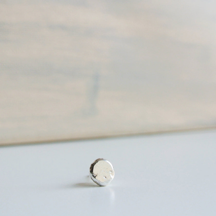 Men's Argentium Silver Stud Post Earring 7mm wide - The Pink Locket