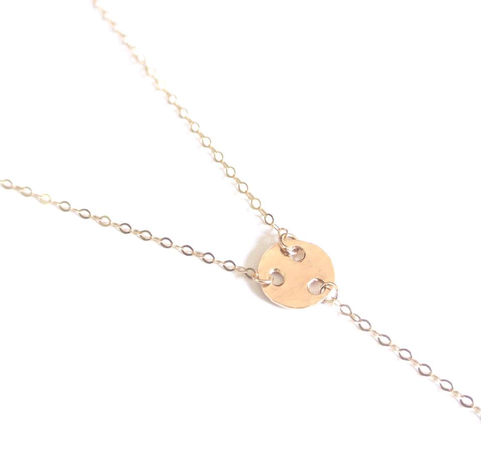 Carol - Mini Disc Gold Lariat Choker