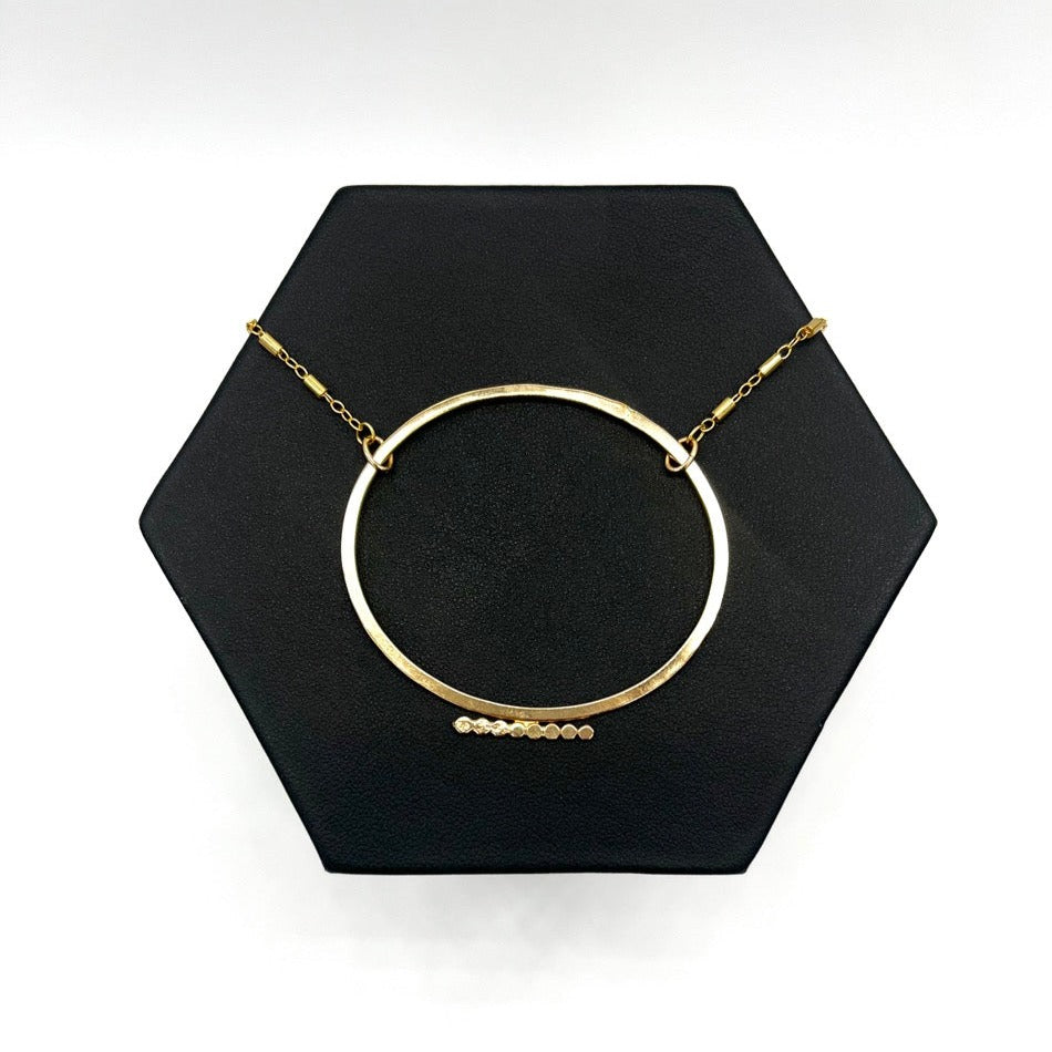 Oval Beaded Bar Necklace – Geometric – 14kt Gold-Filled – 14in chain