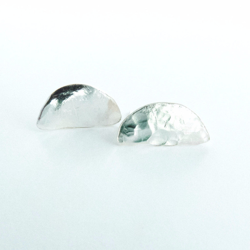 Sterling Silver Half Moon Stud Earrings