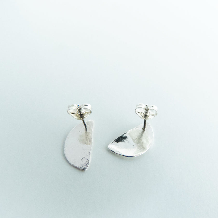 Sterling Silver Half Moon Stud Earrings 2