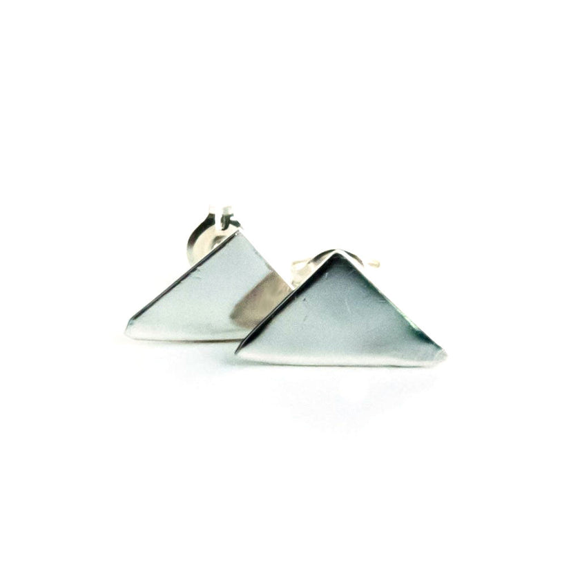 Rikkia - Sterling Silver Triangle Stud Earrings - The Pink Locket