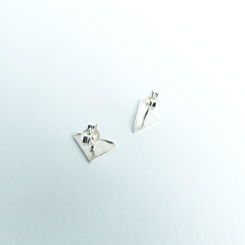 Rikkia - Sterling Silver Triangle Stud Earrings - The Pink Locket