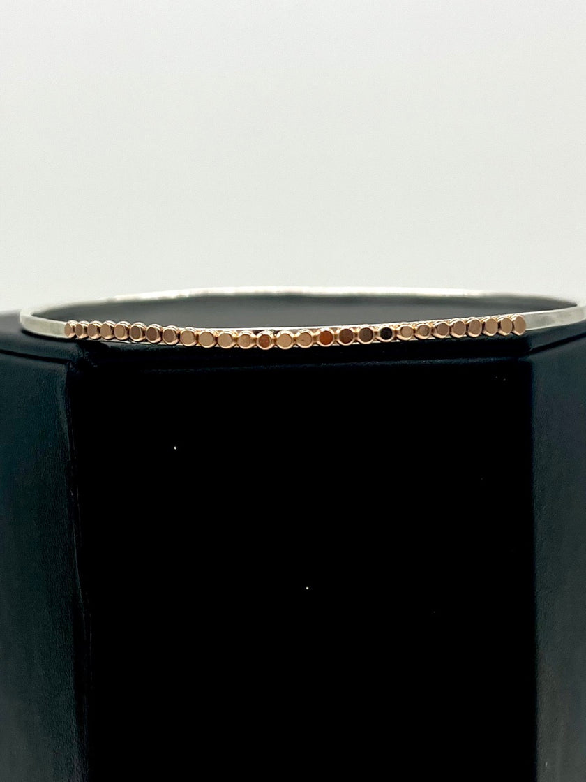 14kt Rose Gold-Filled Beaded Bangle Bracelet - Argentium Silver - Nickel Free - The Pink Locket