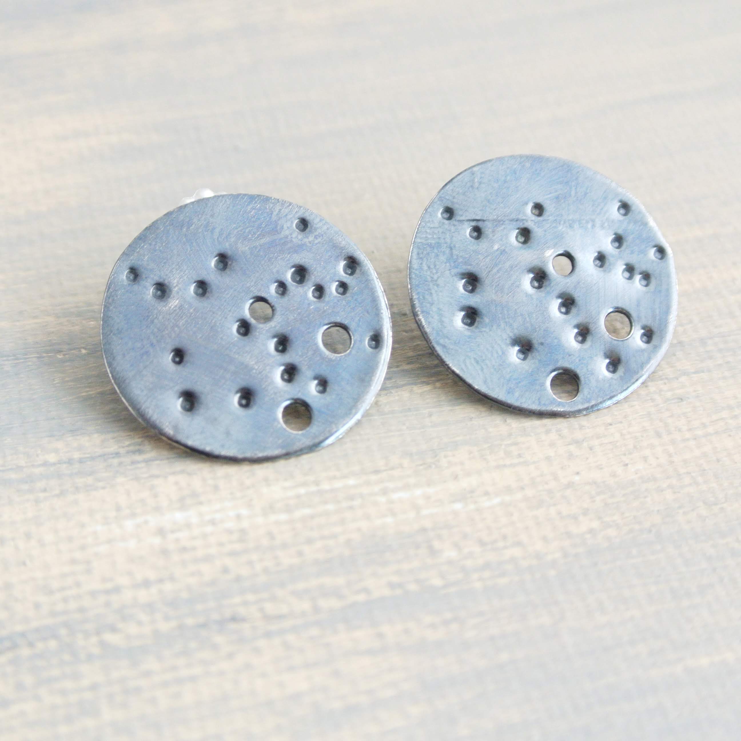 Sagittarius Zodiac Constellation Sterling Silver Disc Earrings