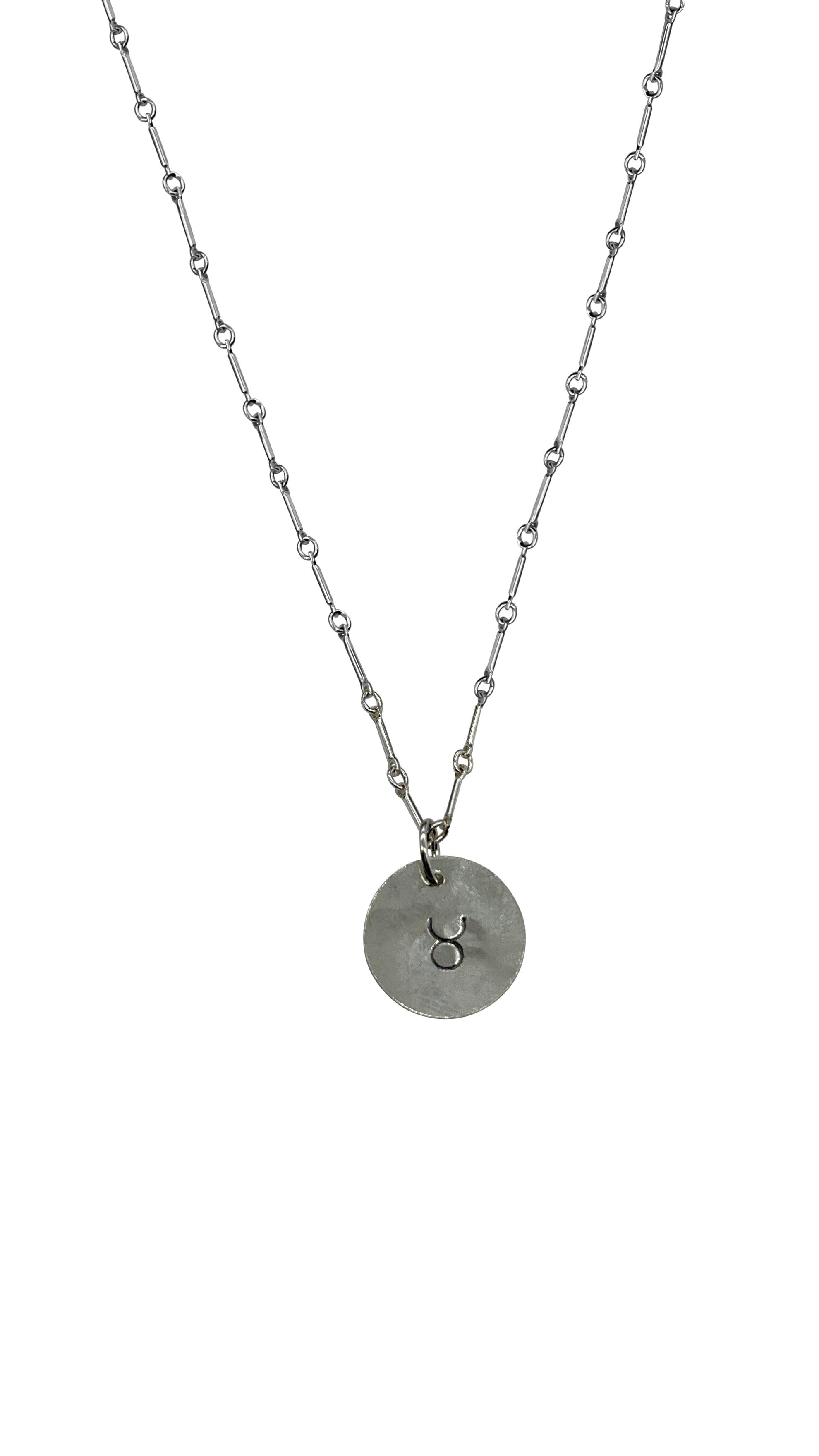 Taurus Zodiac Argentium Silver Necklace Straight Bar and Link Chain - Nickel Free