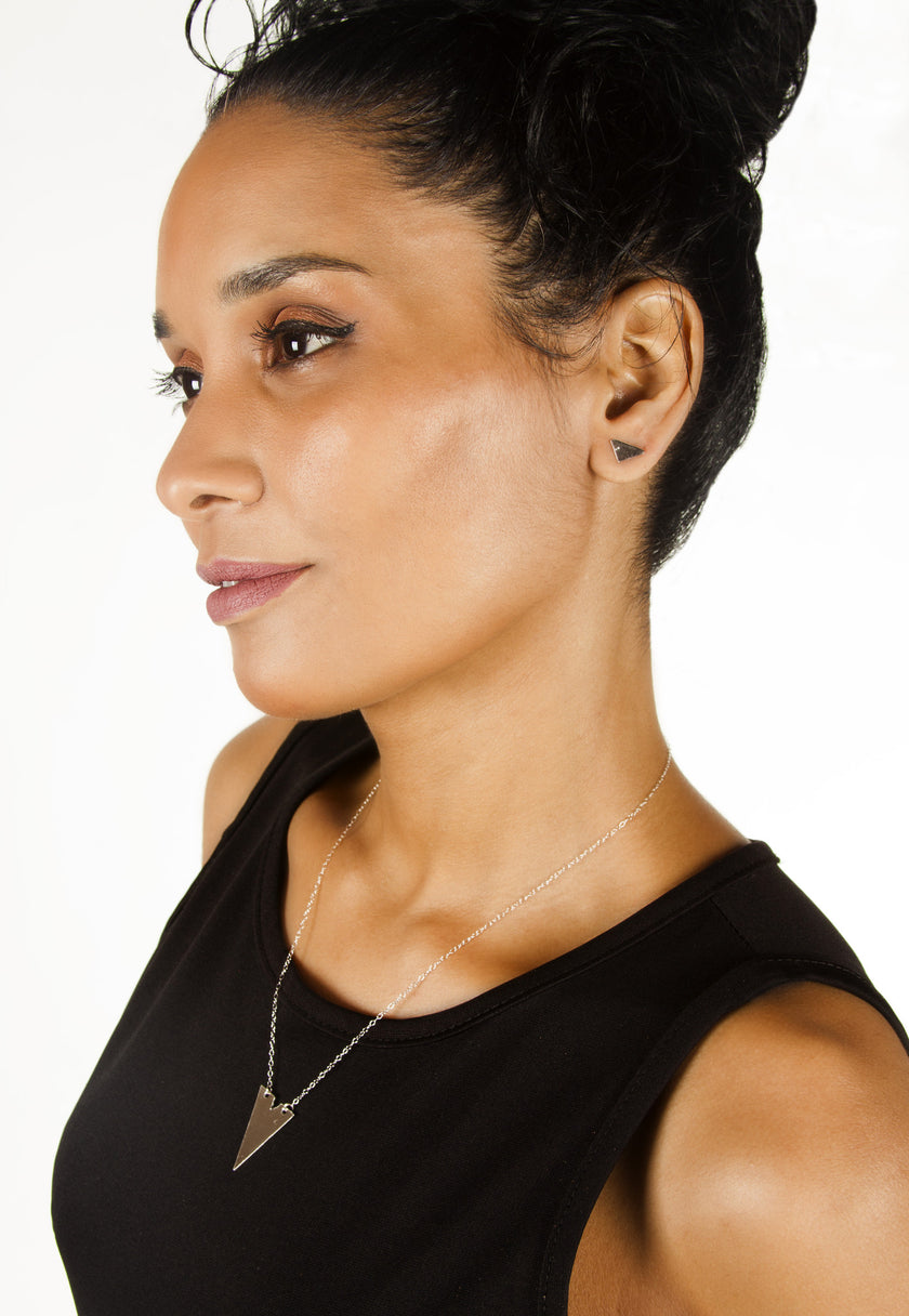 Rikkia - Sterling Silver Triangle Stud Earrings - The Pink Locket