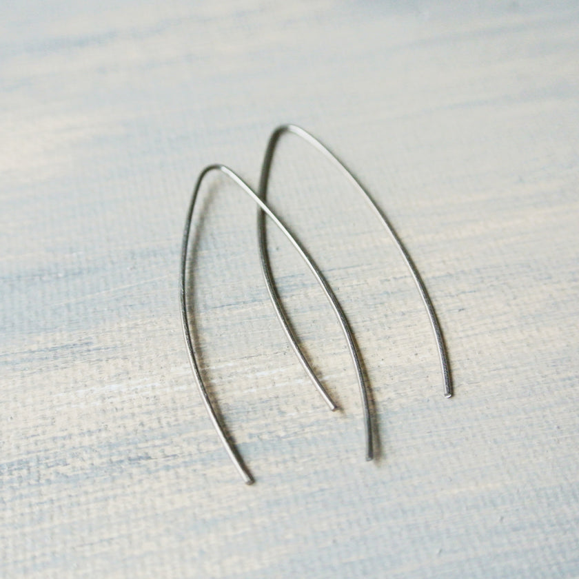 Titanium Tear Shape Dangle Earrings - 2 inches long