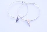 Large Titanium Hoop Earrings With Dangle Charm - 2 1/4