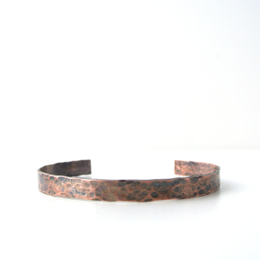 Urban - Copper and Black Brushed Hammered Cuff Bracelet for Men - The Pink Locket