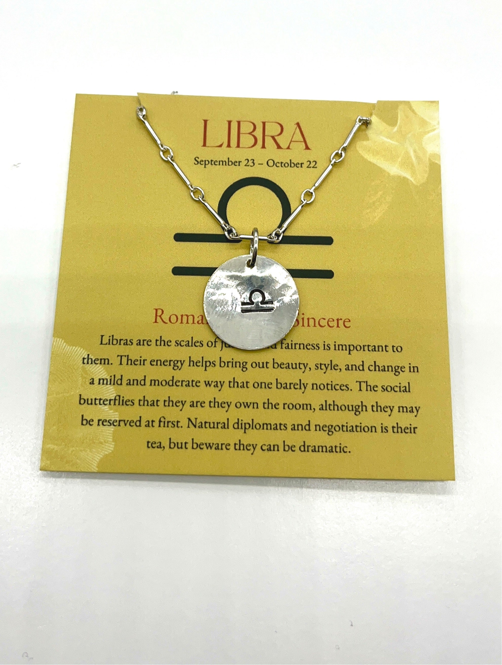 Libra Zodiac Argentium Silver Necklace Straight Bar and Link Chain | Nickel Free