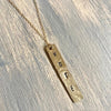 Hand Stamp Gold Bar Necklace - Hammered with Vertical Hang