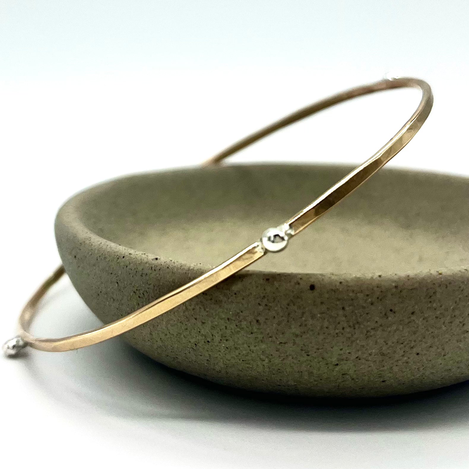 14kt Gold-Filled Bangle with Argentium Silver Beads